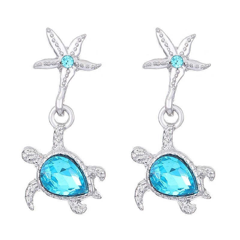 Starfish Blue Turtle Earrings | NueShiny