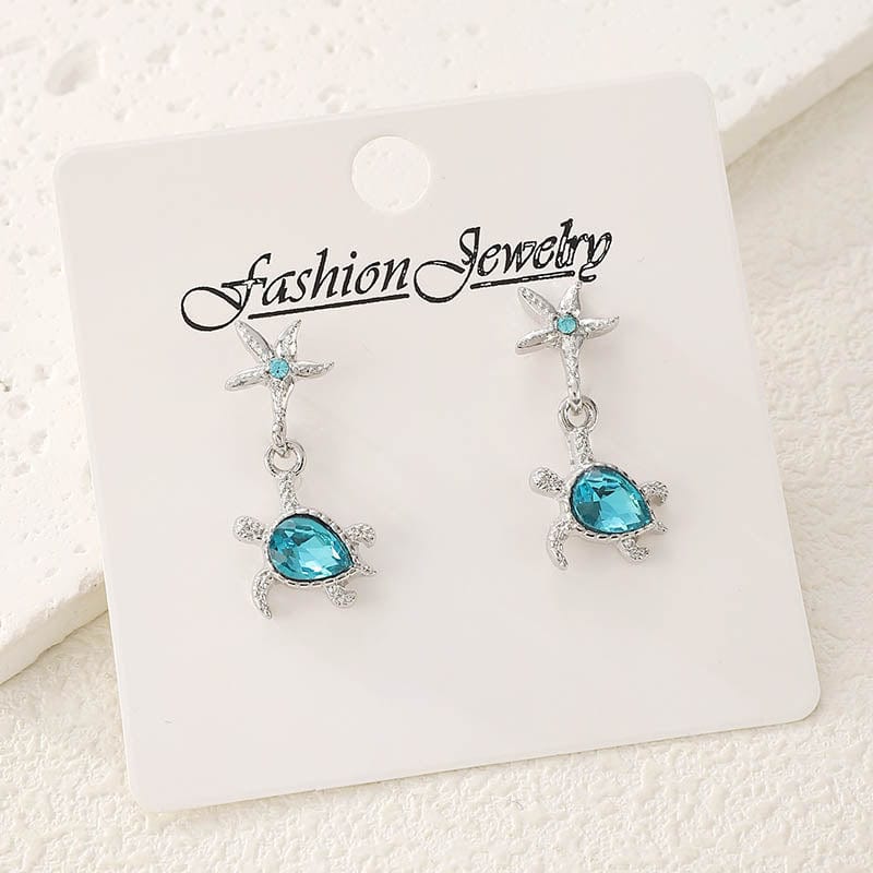 Starfish Blue Turtle Earrings | NueShiny