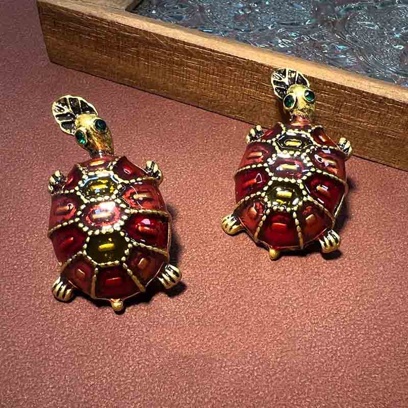 Dark Red Turtle Earrings | NueShiny