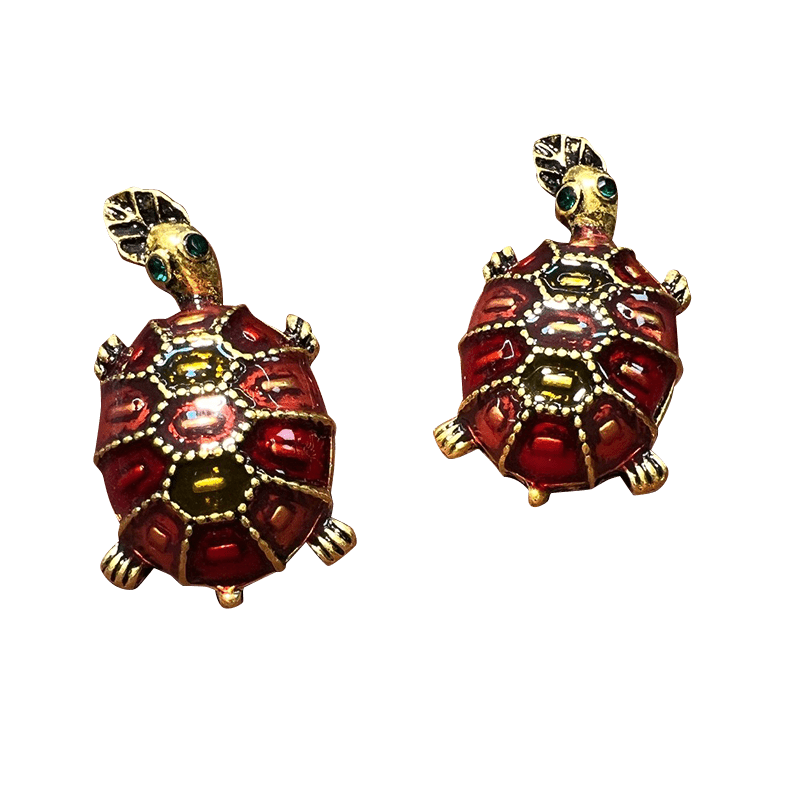 Dark Red Turtle Earrings | NueShiny