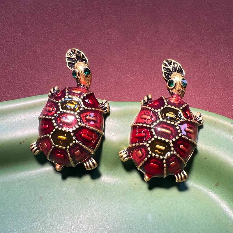 Dark Red Turtle Earrings | NueShiny