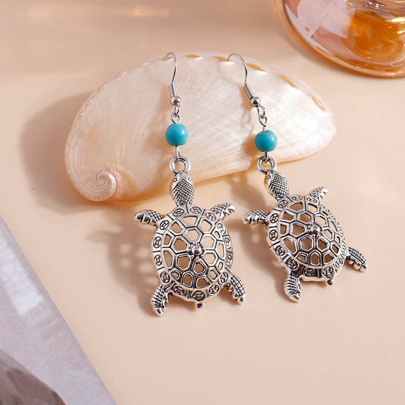 Silver Cut-out Turtle Earrings | NueShiny