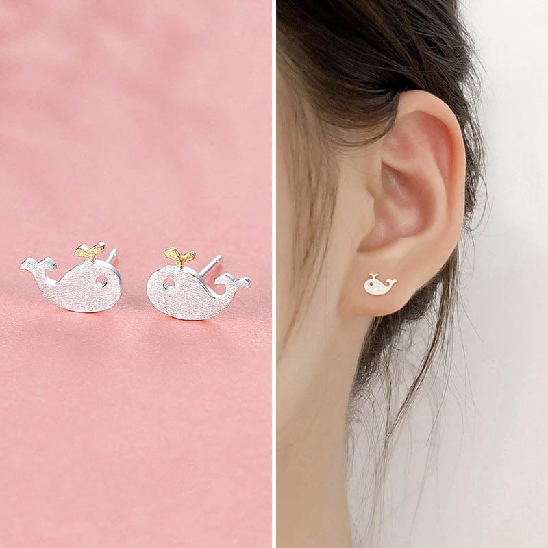 Silver Whale Earrings | NueShiny