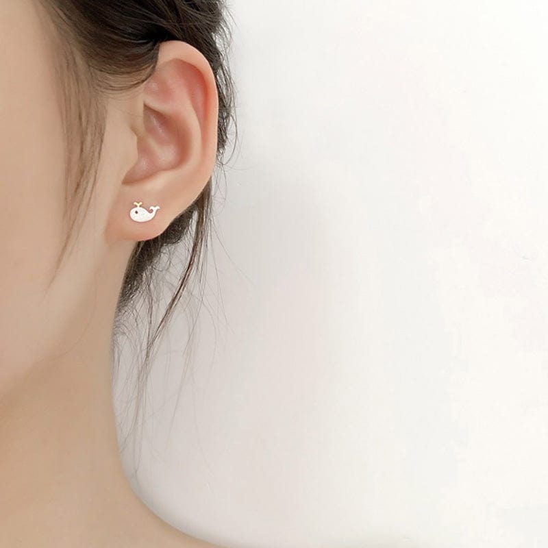 Silver Whale Earrings | NueShiny