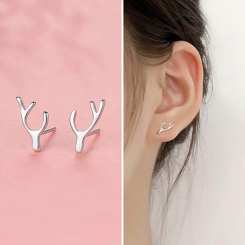 Silver Antler Earrings | NueShiny