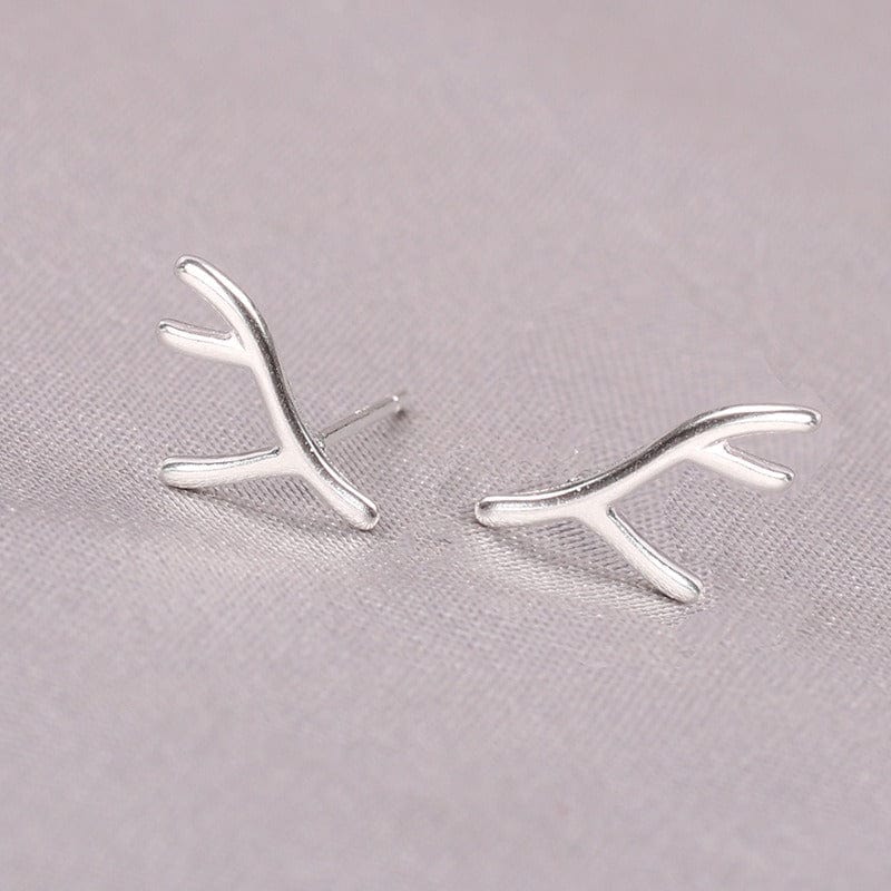 Silver Antler Earrings | NueShiny