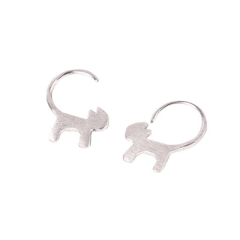 Silver Standing Cat Earrings | NueShiny