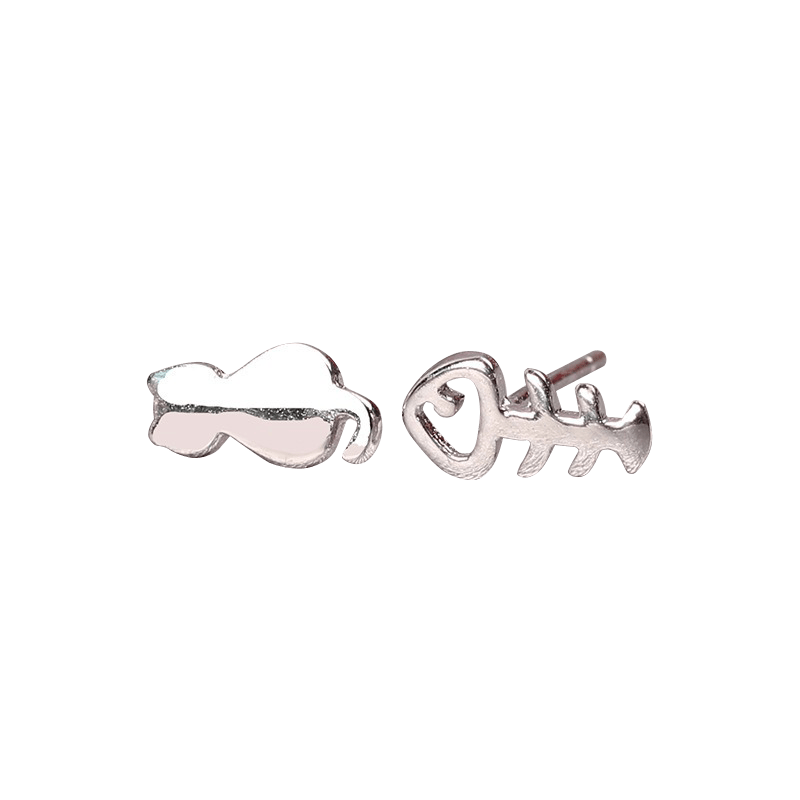 Silver Cat Fish Earrings | NueShiny