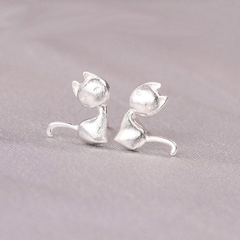 Silver Cat Earrings | NueShiny