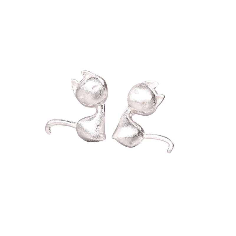 Silver Cat Earrings | NueShiny