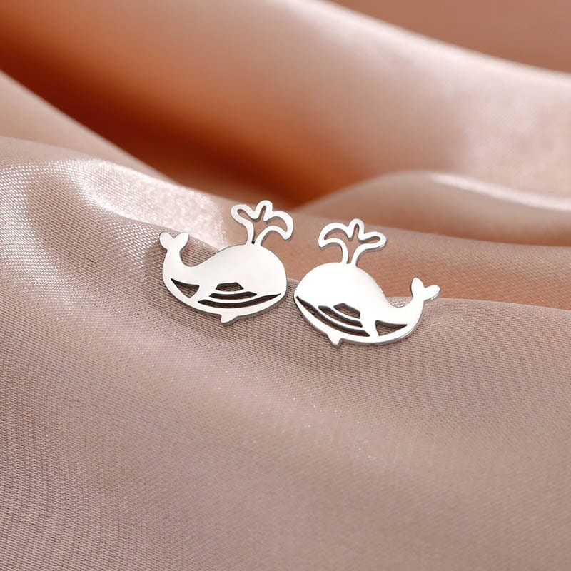 Silver Whale Earrings | NueShiny