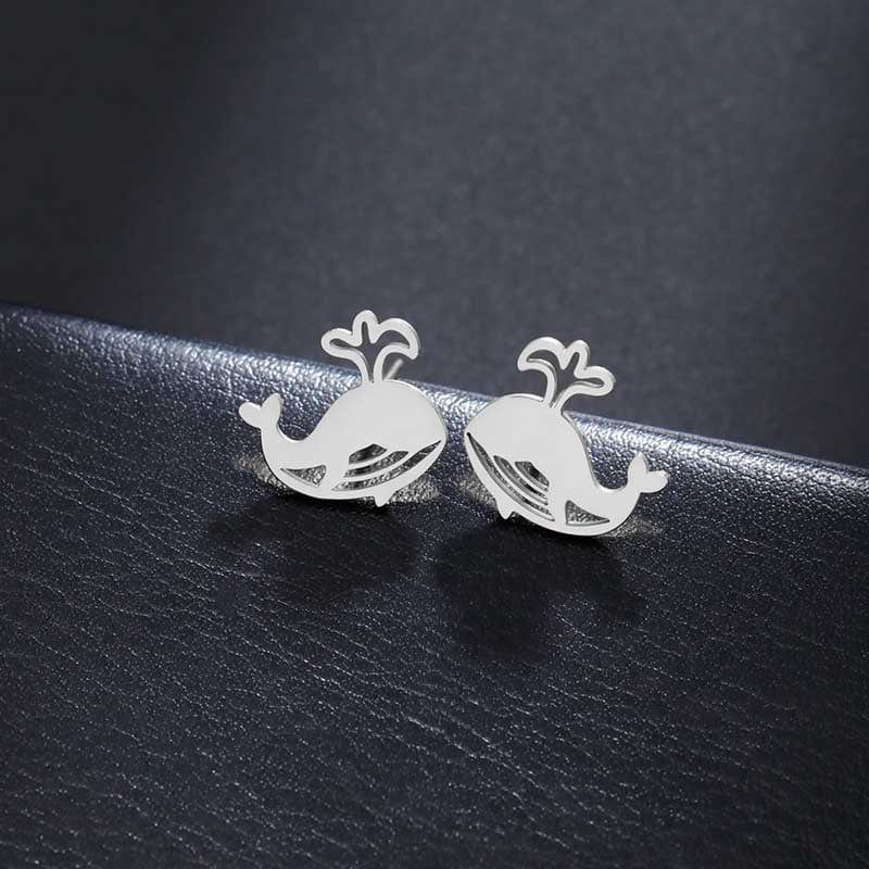 Silver Whale Earrings | NueShiny