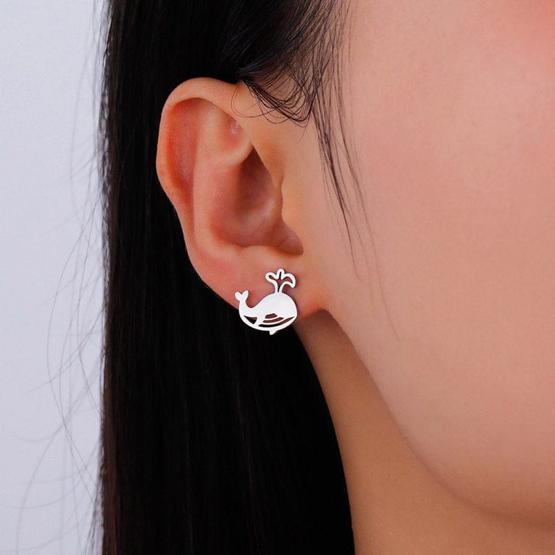 Silver Whale Earrings | NueShiny