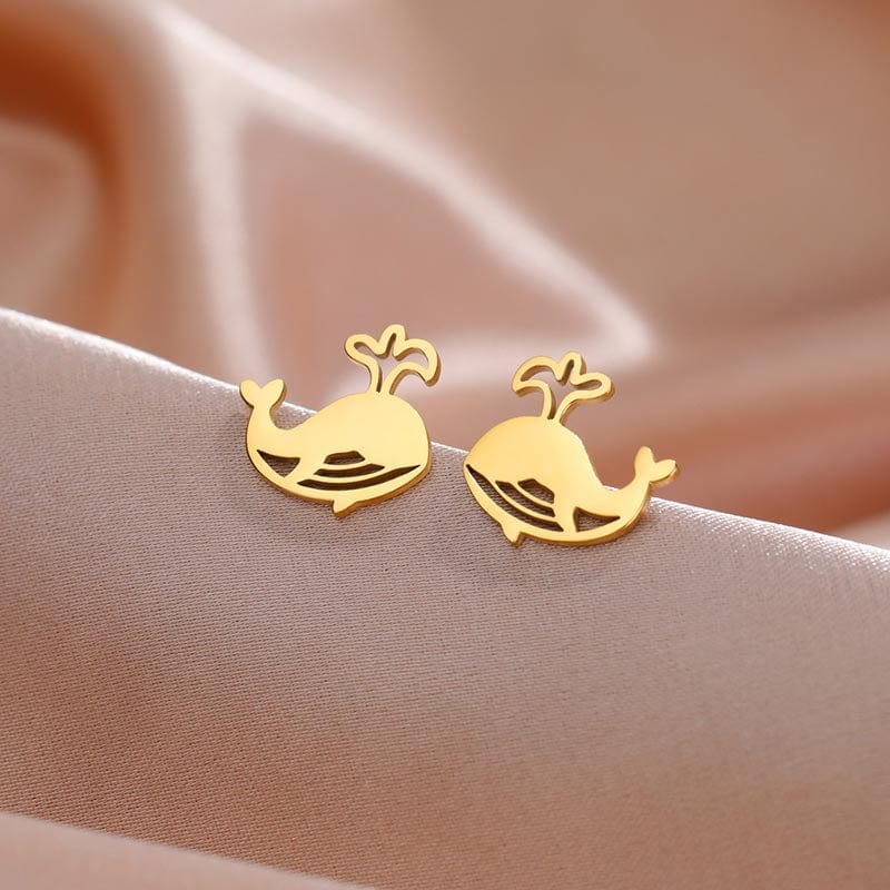 Golden Whale Earrings | NueShiny