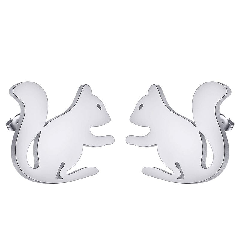 Steel Color Squirrel Earrings | NueShiny