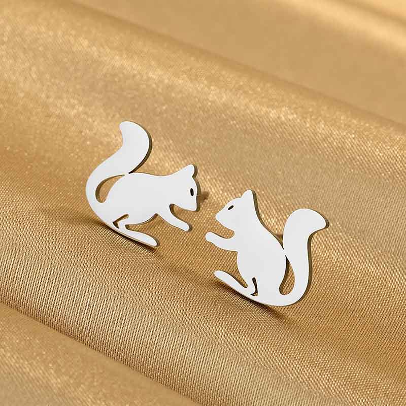 Steel Color Squirrel Earrings | NueShiny