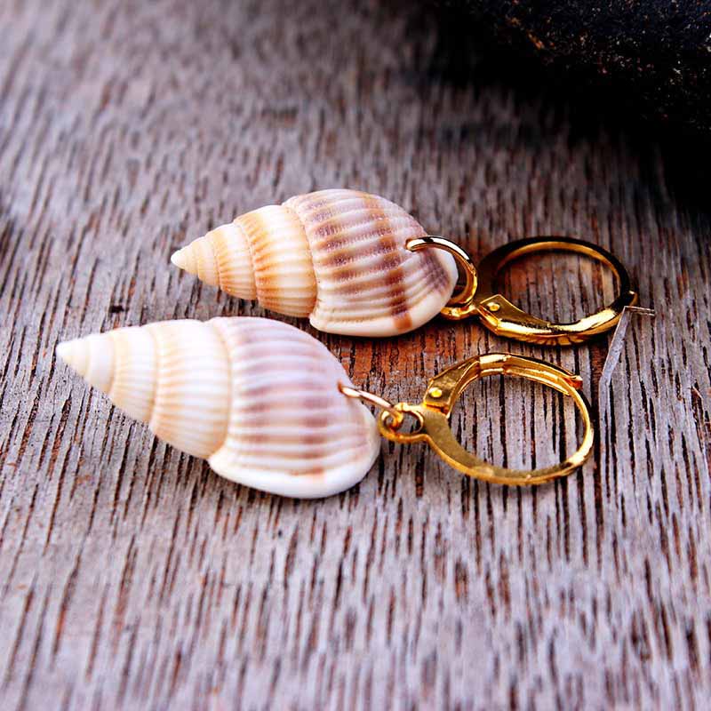 Brown Spiral Shell Earrings | NueShiny