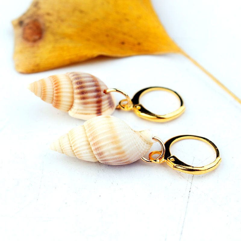 Brown Spiral Shell Earrings | NueShiny