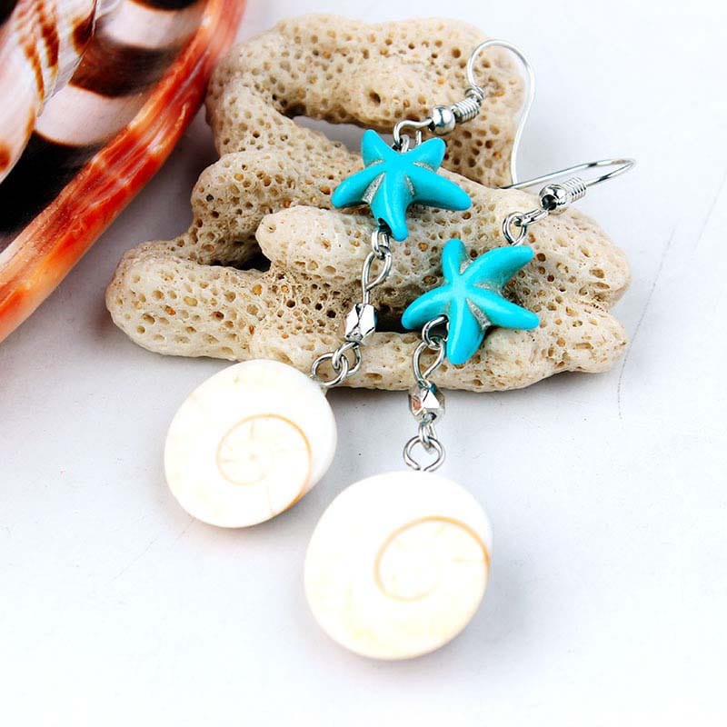 Blue Star Conch Earrings | NueShiny