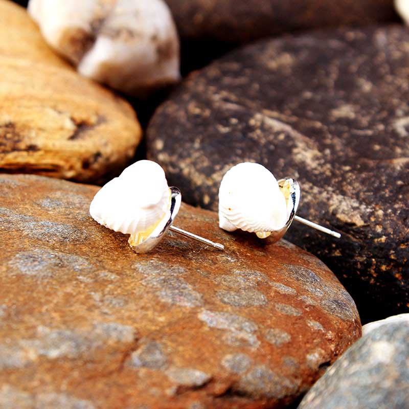 Silver White Shell Earrings | NueShiny