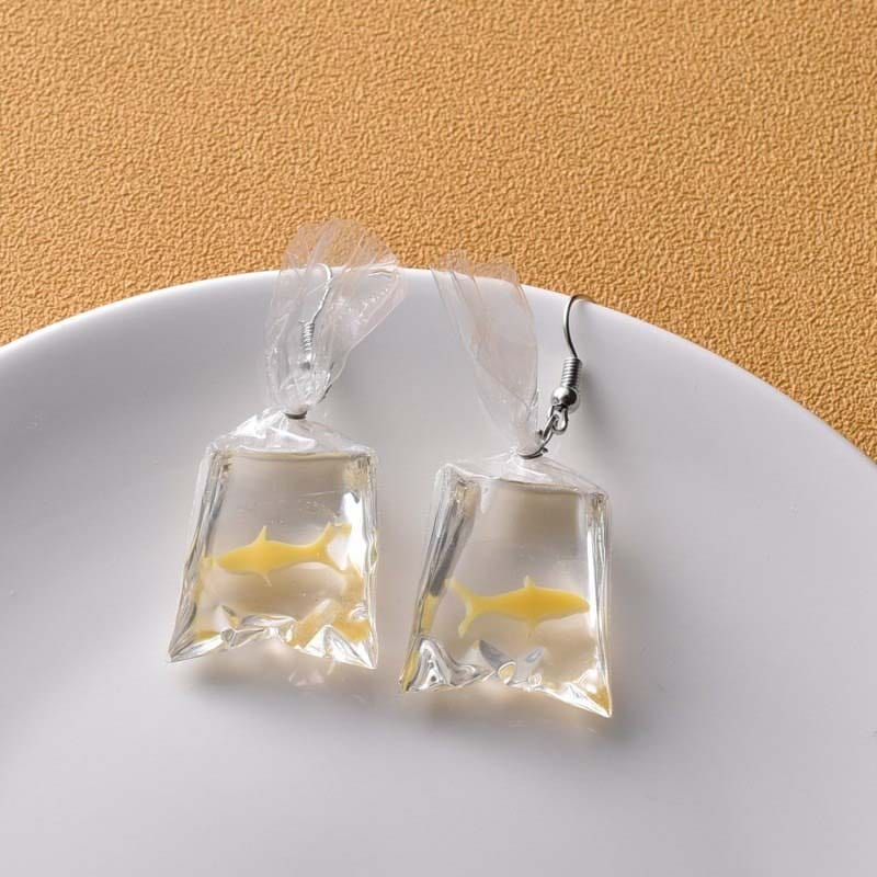 Clear Bag Shark Earrings | NueShiny