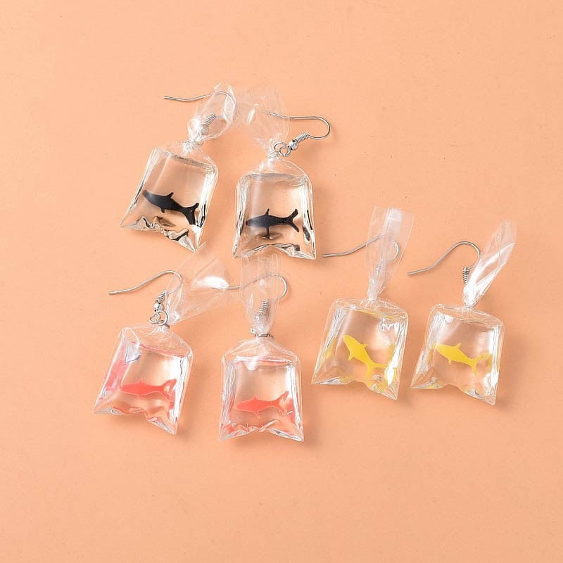 Clear Bag Shark Earrings | NueShiny