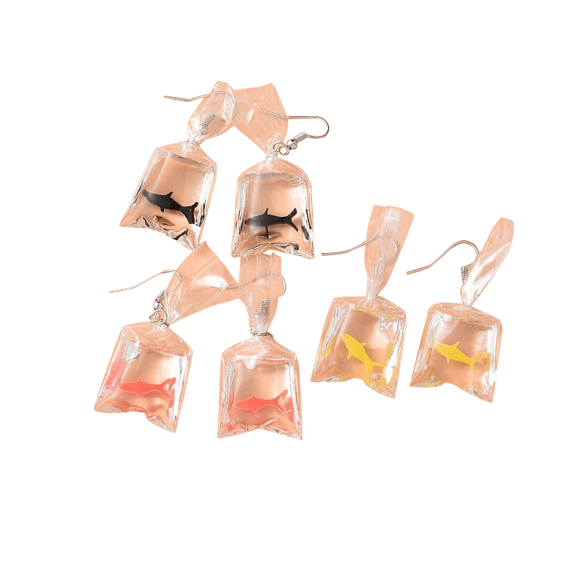 Clear Bag Shark Earrings | NueShiny