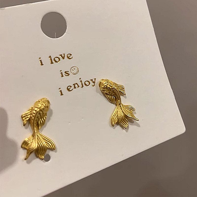 Golden Little Goldefish Earrings | NueShiny