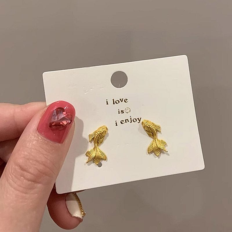 Golden Little Goldefish Earrings | NueShiny