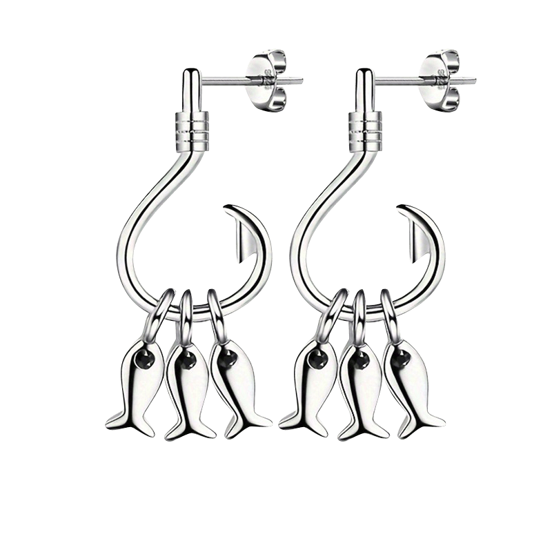 Silver Little Fishhook Earrings | NueShiny