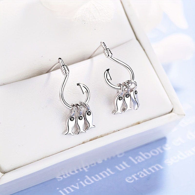 Silver Little Fishhook Earrings | NueShiny