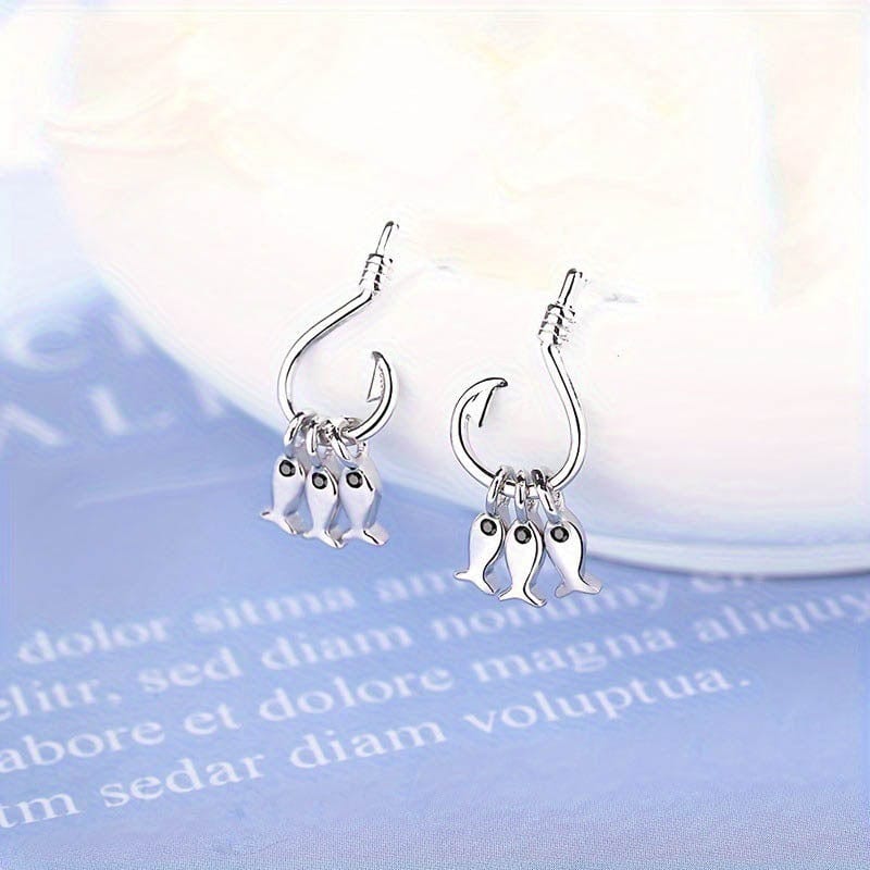 Silver Little Fishhook Earrings | NueShiny