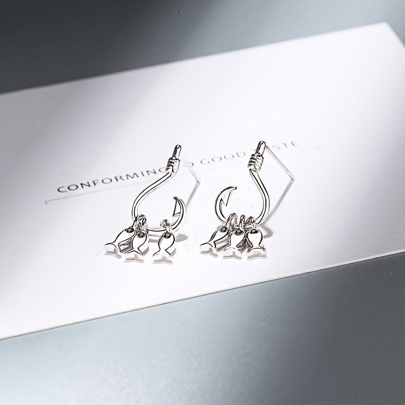 Silver Little Fishhook Earrings | NueShiny