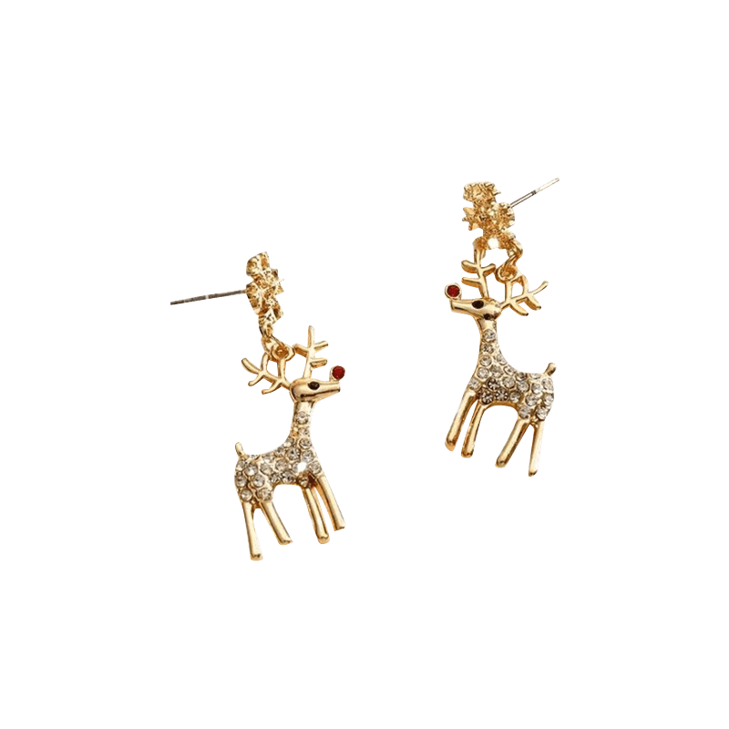 Golden Snowflake Elk Earrings | NueShiny