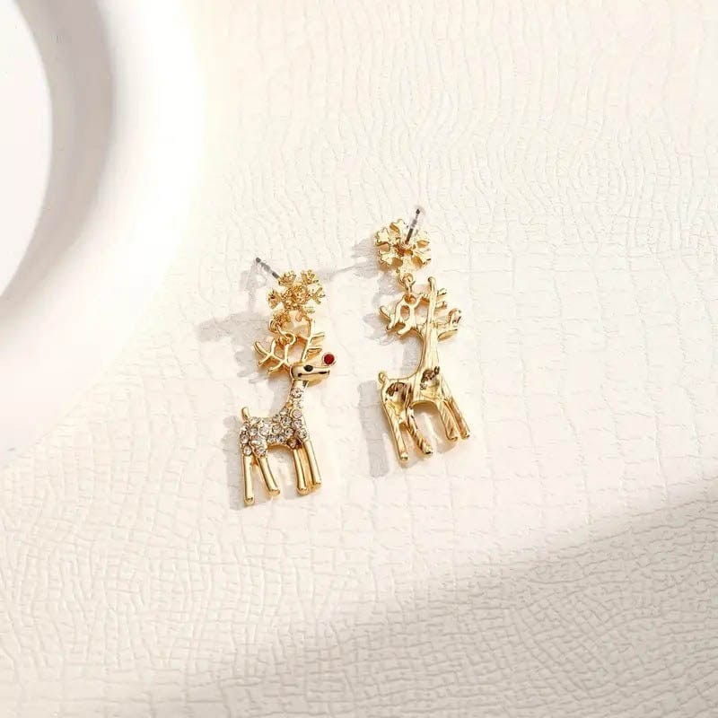 Golden Snowflake Elk Earrings | NueShiny