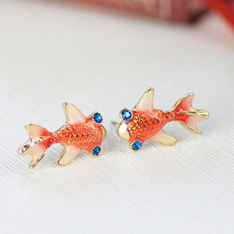 Blue Diamond Little Goldfish Earrings | NueShiny