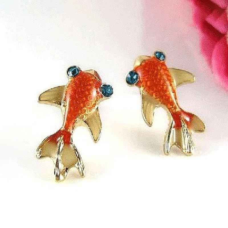 Blue Diamond Little Goldfish Earrings | NueShiny