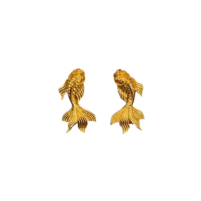 Golden Goldfish Earrings | NueShiny