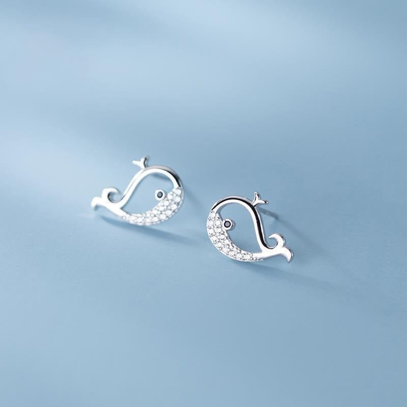 Silver Little Whale Earrings | NueShiny