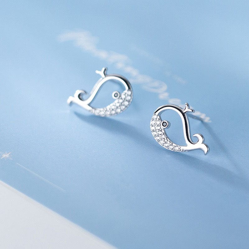 Silver Little Whale Earrings | NueShiny