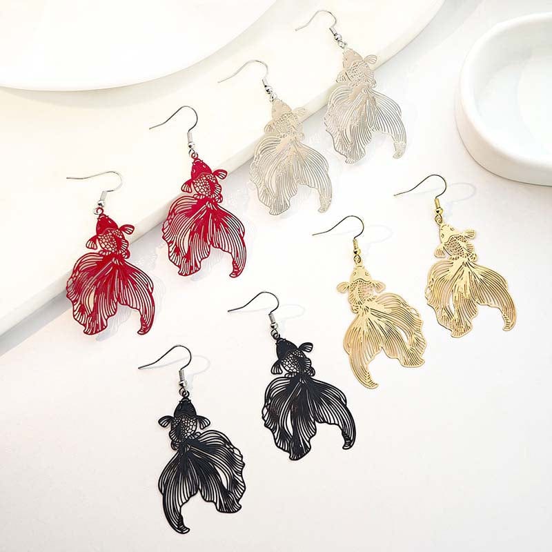 Golden Long Tailed Koi Earrings | NueShiny