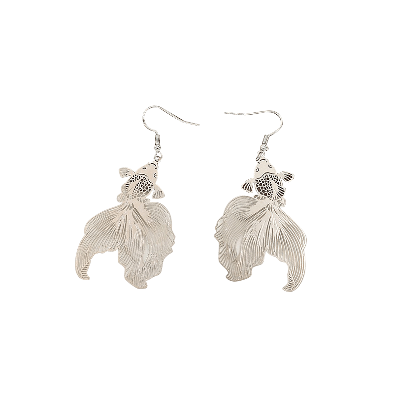 Silver Long Tailed Koi Earrings | NueShiny