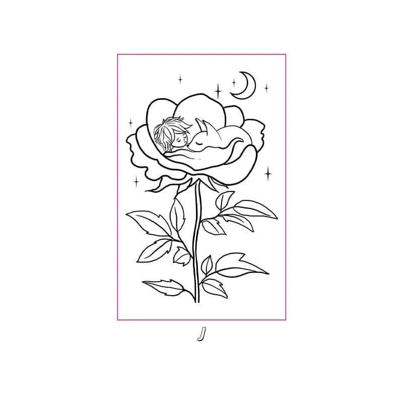 The Little Prince Red Rose, Planet, and Fox Tattoo Sticker