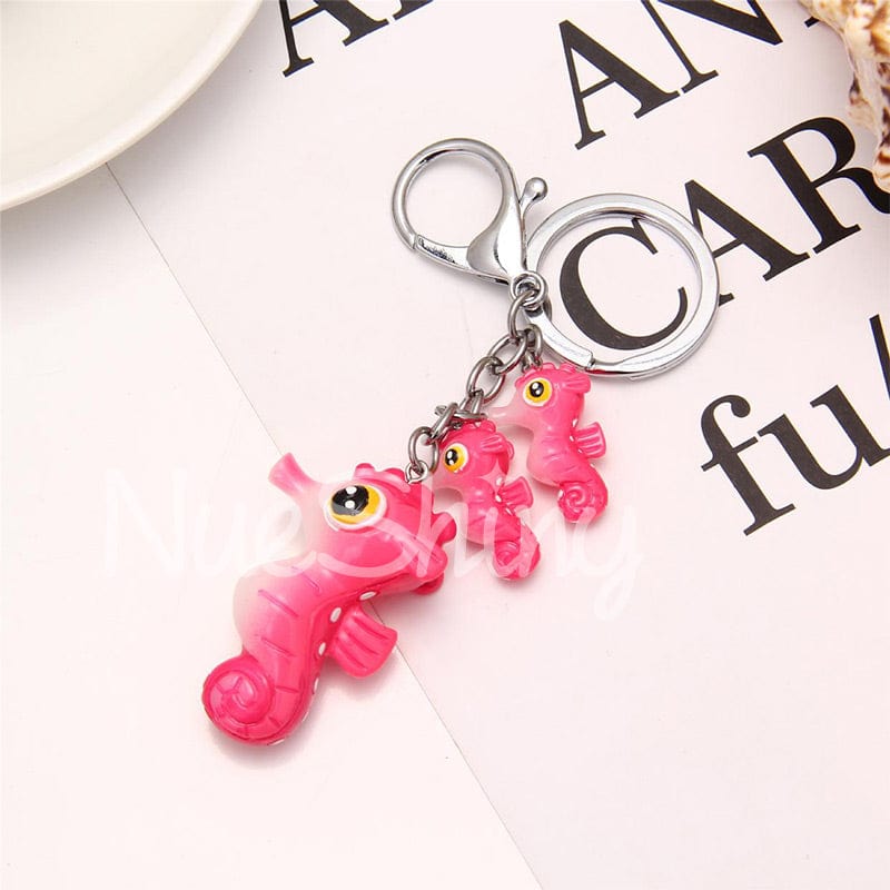 Lovely Pink Seahorse Keychain | NueShiny