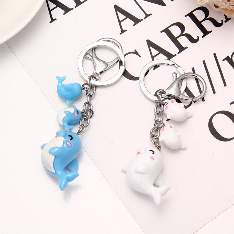 Adorable Smiley Face White Whale Keychain | NueShiny