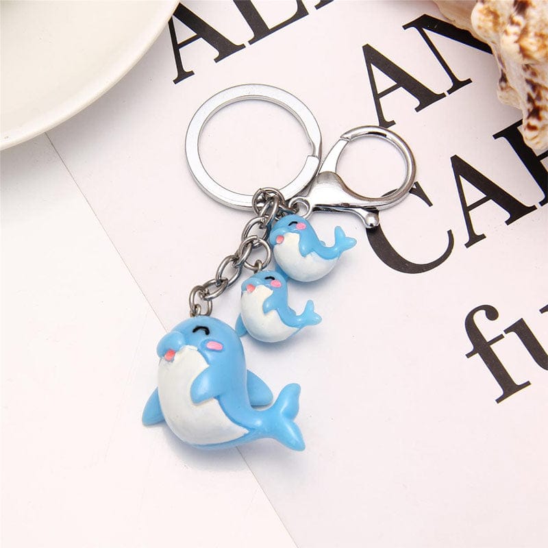 Adorable Smiley Face Blue Whale Keychain | NueShiny