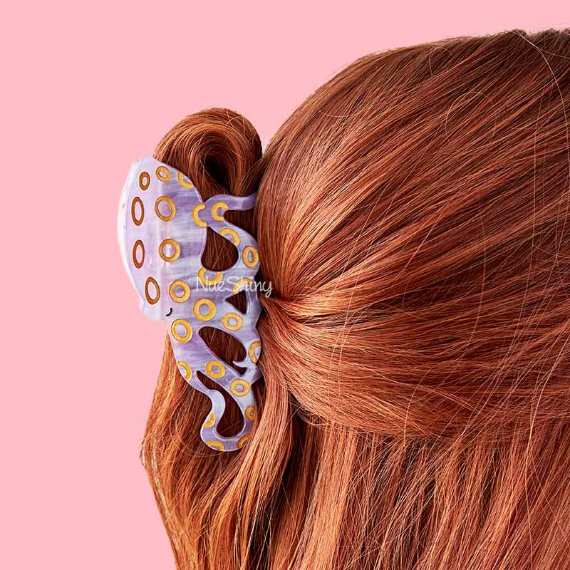 Jumbo Pink Blue-Ringed Octopus Hair Claw | Nueshiny