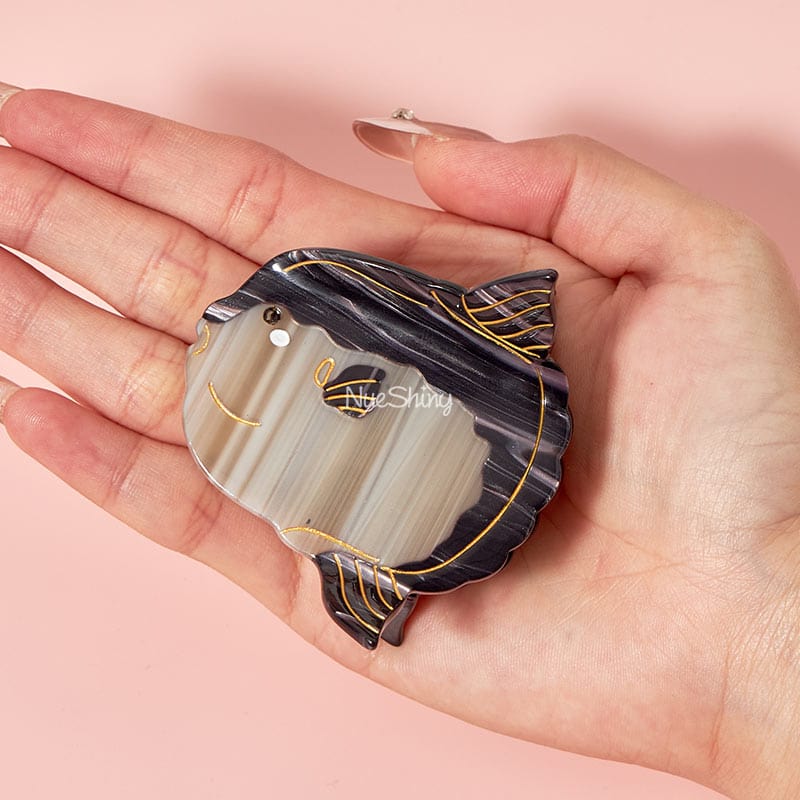 Pre-sale Large Black Mola Mola,Ocean Sunfish Hair Claw | NueShiny