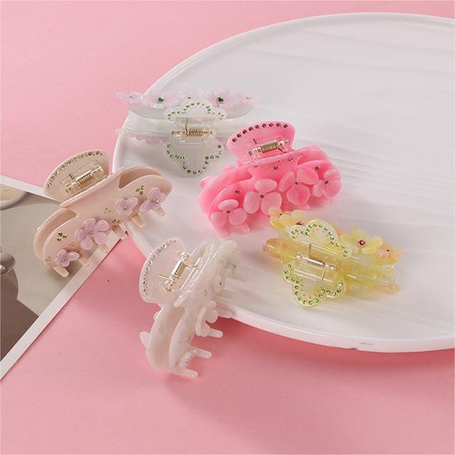 Drill Acetate Flower Cute Hair Claw In Mixed Colors