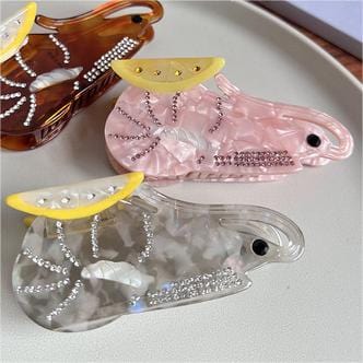 Diamond Lemon Shrimp Acetate Hair Claw In Grey丨NueShiny